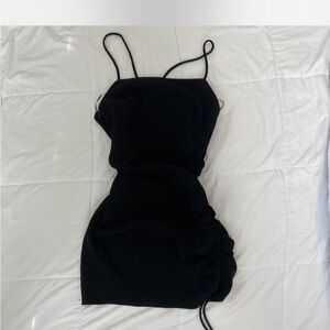 Nordstrom Black Ruched Mini Slip Dress